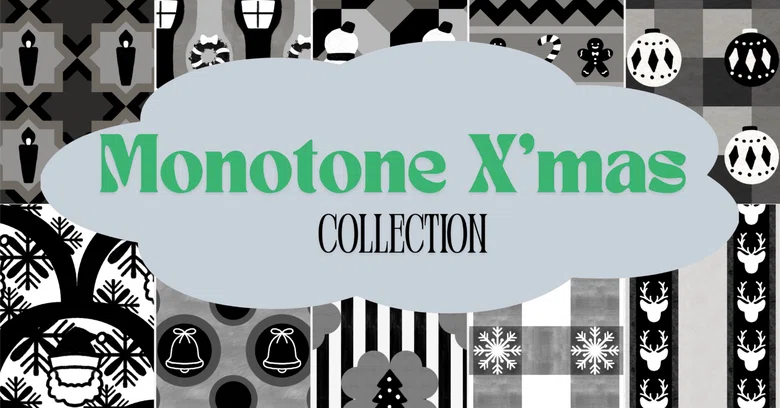 [Digital Paper] Monotone Christmas Pattern Set | Wrapping, Collage ...