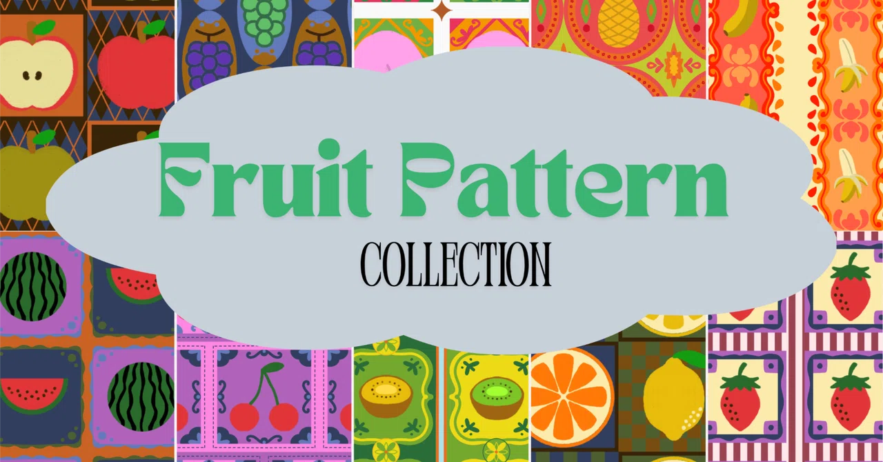 [Digital Paper] Fruit Illustration Pattern Set | Wrapping, Collage ...