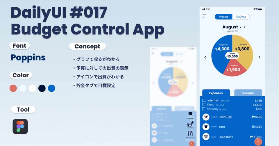 Daily Ui 017 収支管理アプリ ダイゼン メキシコ通訳 Note