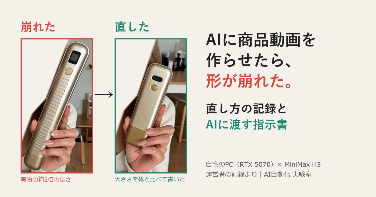 I had an AI make a product video, and the shape got distorted. A record ...