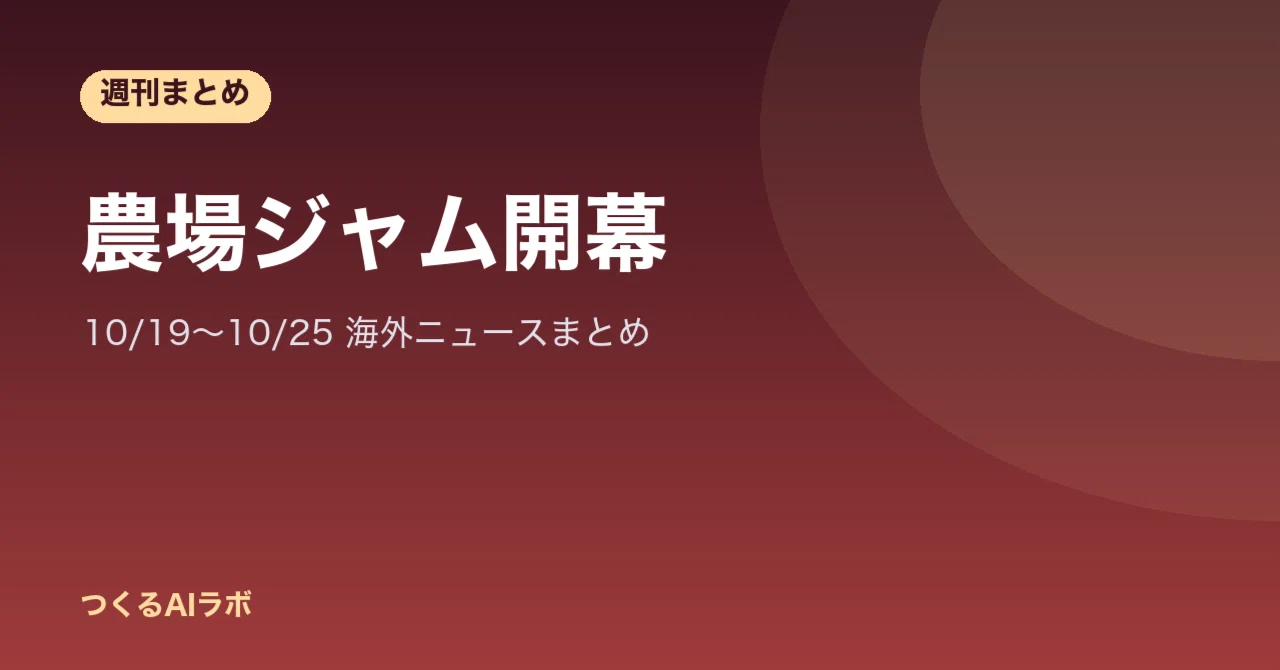 Weekly AI, Mac, and Gadget News (10/19–10/25) | Cozy Farm Jam Begins ...