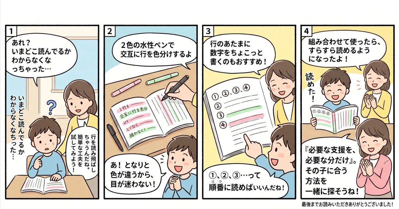 [Support 3-2] For children who skip lines. Tips for distinguishing ...