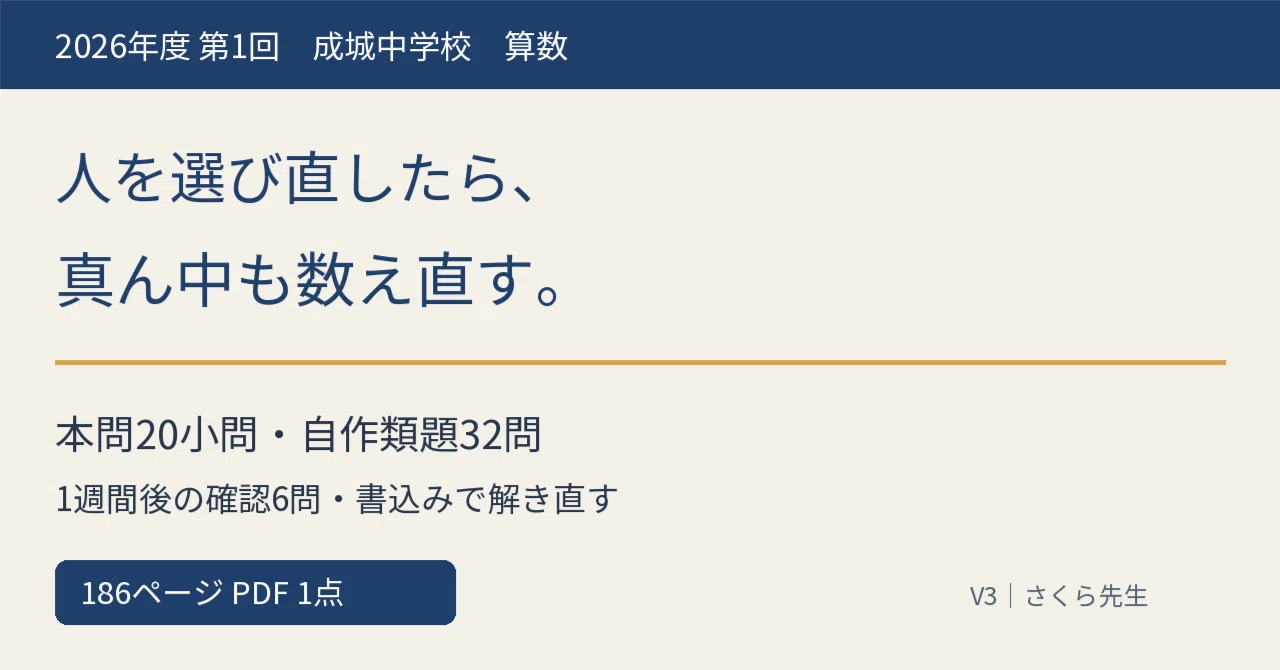 Seijo Junior High School 2026 1st Round Math Past Exam Explanation ...