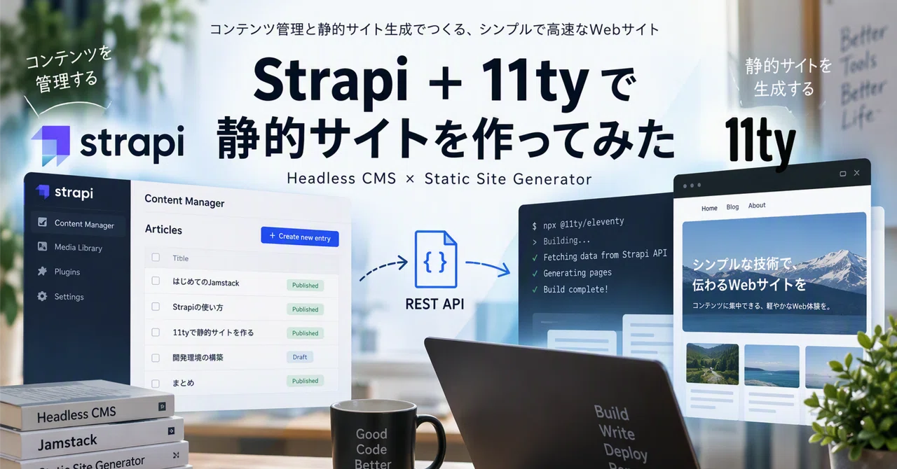 I tried building a static site with Strapi + 11ty｜パインブック