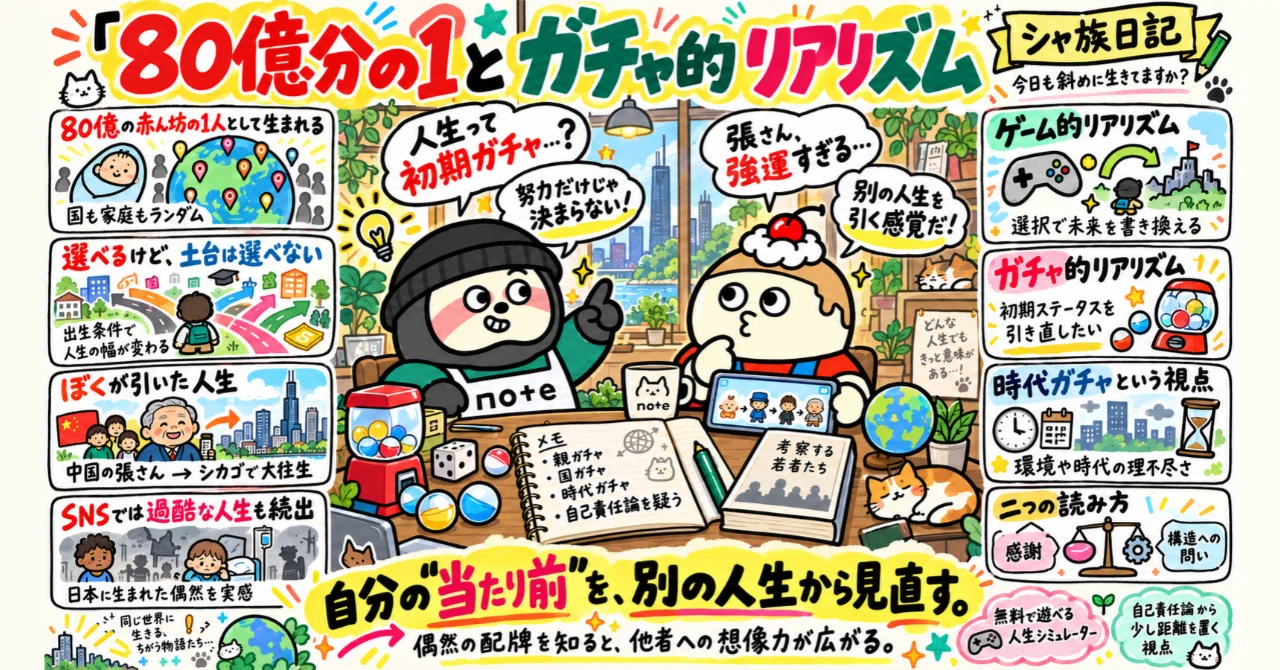 The Life Simulator '1 in 8 Billion' and Gacha-like Realism｜しらい