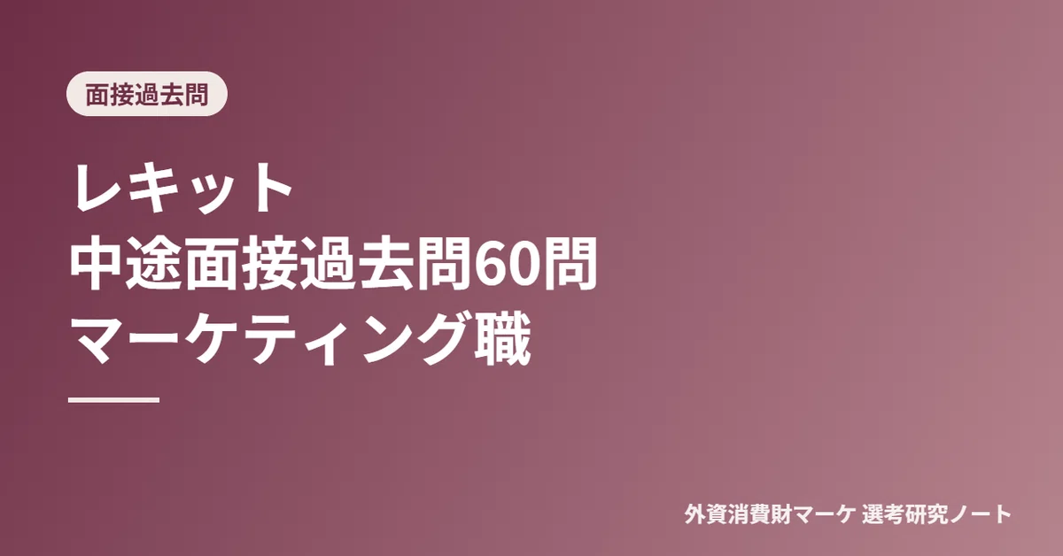 Power Health Questionnaire Reckitt (Reckitt Benckiser Japan) Mid-Career Interview: 60 Past ...