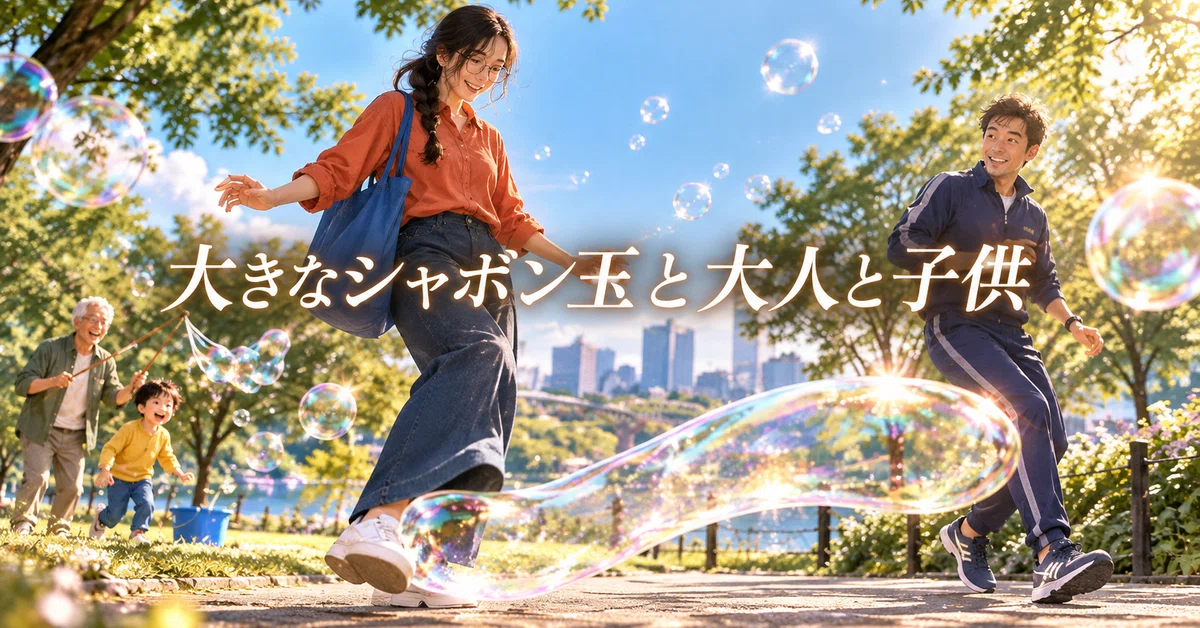 Large Soap Bubbles, Adults, and Children｜学び 生きる ヒント（フォロバ100）