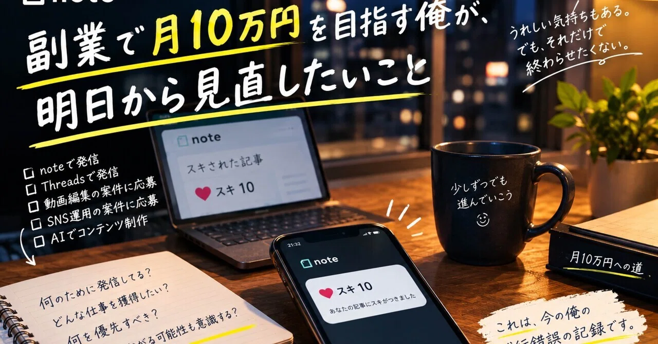 I'm aiming for 100,000 yen a month from a side hustle, so I organized ...