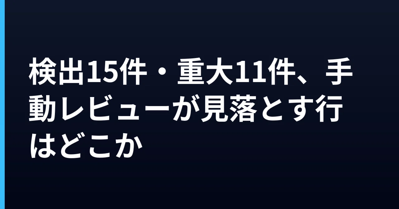 15 Detections, 11 Critical: Where Do Manual Reviews Miss Lines?｜ぽん