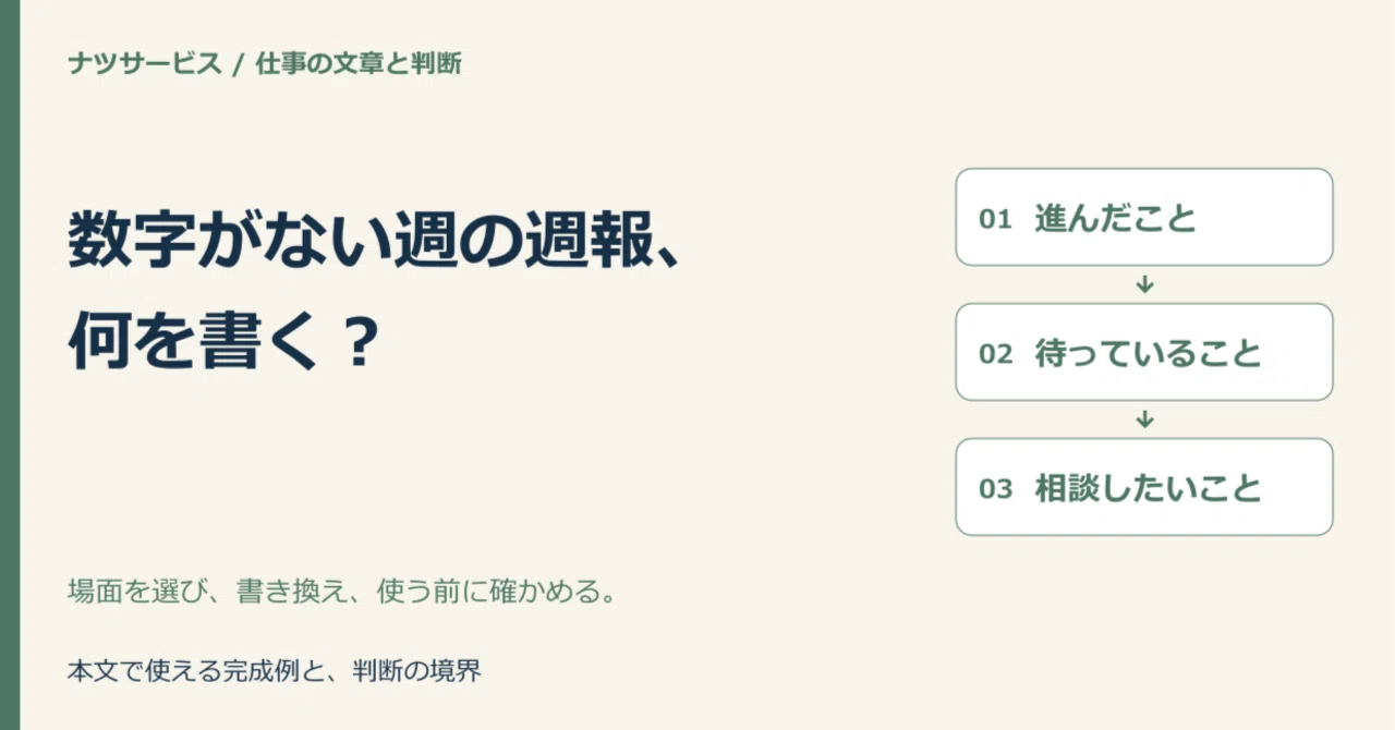 What to write in a weekly report for a week with no numbers?｜ナツサービス｜仕事と ...