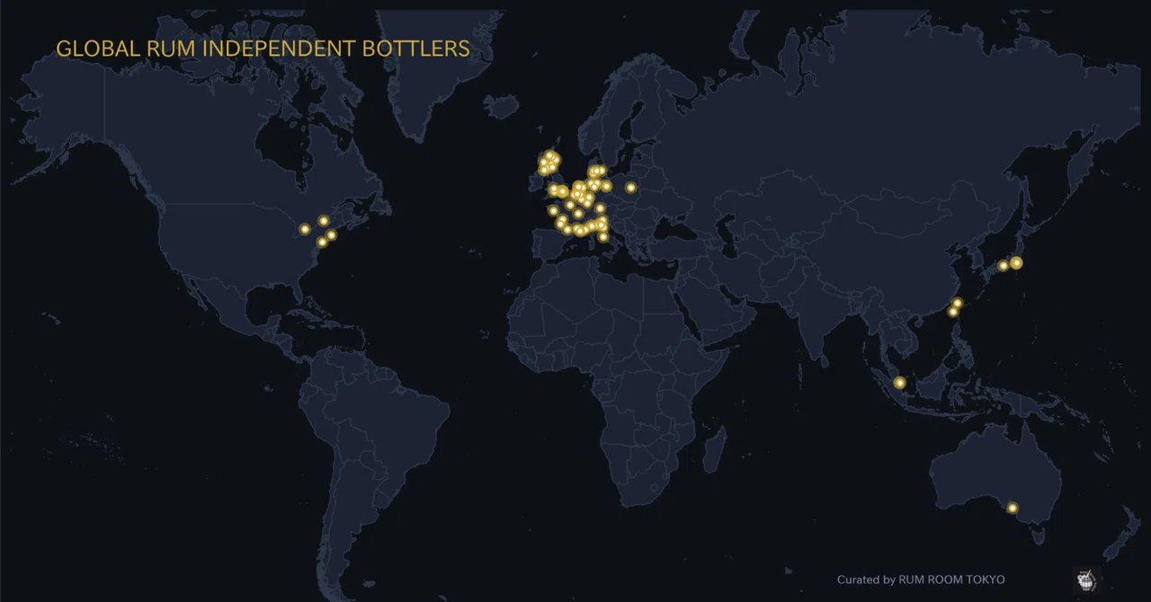 World Map of Major Independent Bottlers (IB) of Rum｜Junichi Ikeda