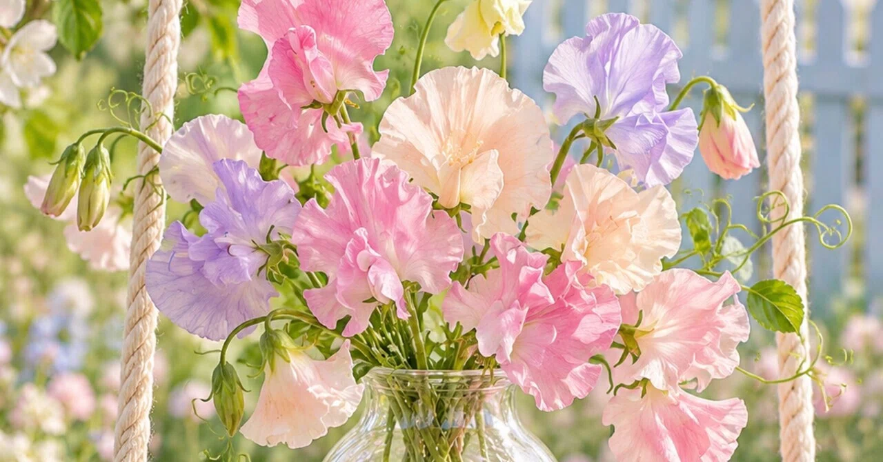 No. 160 [Spring Breeze Swing] Gentle Sweet Pea Bouquet Pastel Flower ...