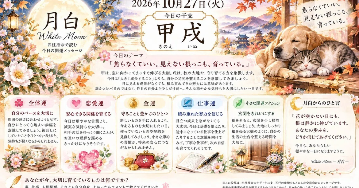 🌙 Tsukishiro White Moon | Today's Four Pillars of Destiny October 27 ...