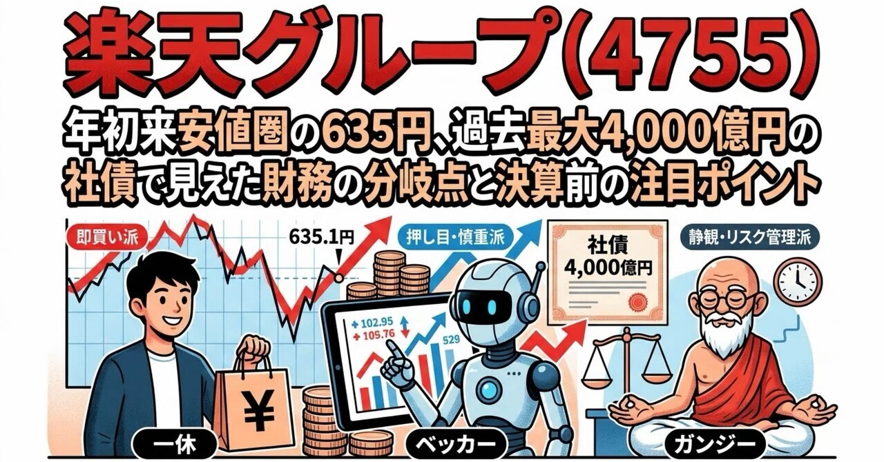 Rakuten Group (4755) at year-to-date lows of 635 yen: Financial turning ...