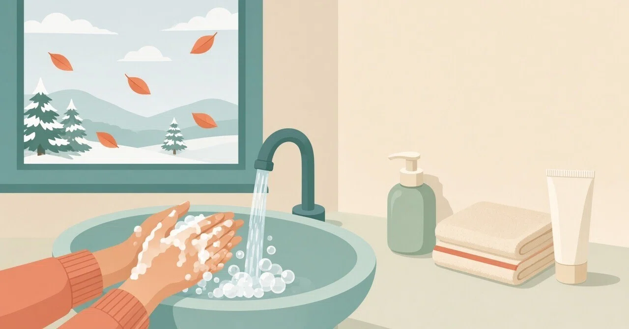 For winter handwashing, 'lather evenly' and 'moisturize after washing ...