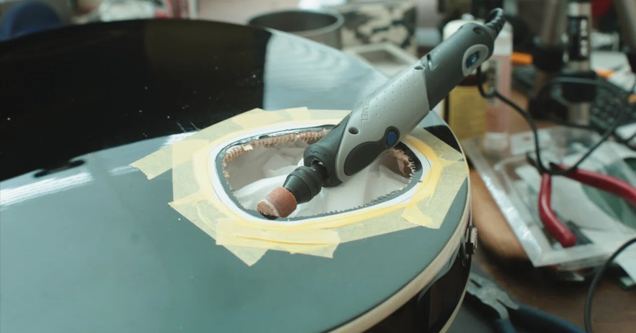 Let's make a control cavity hole in a hollow-body guitar Part 1｜huaaNOTE