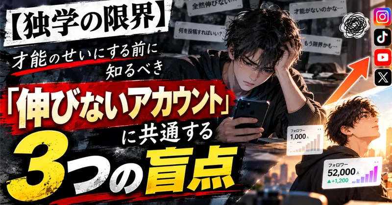 【独学の限界】才能のせいにする前に知るべき「伸びないアカウント」に共通する3つの盲点