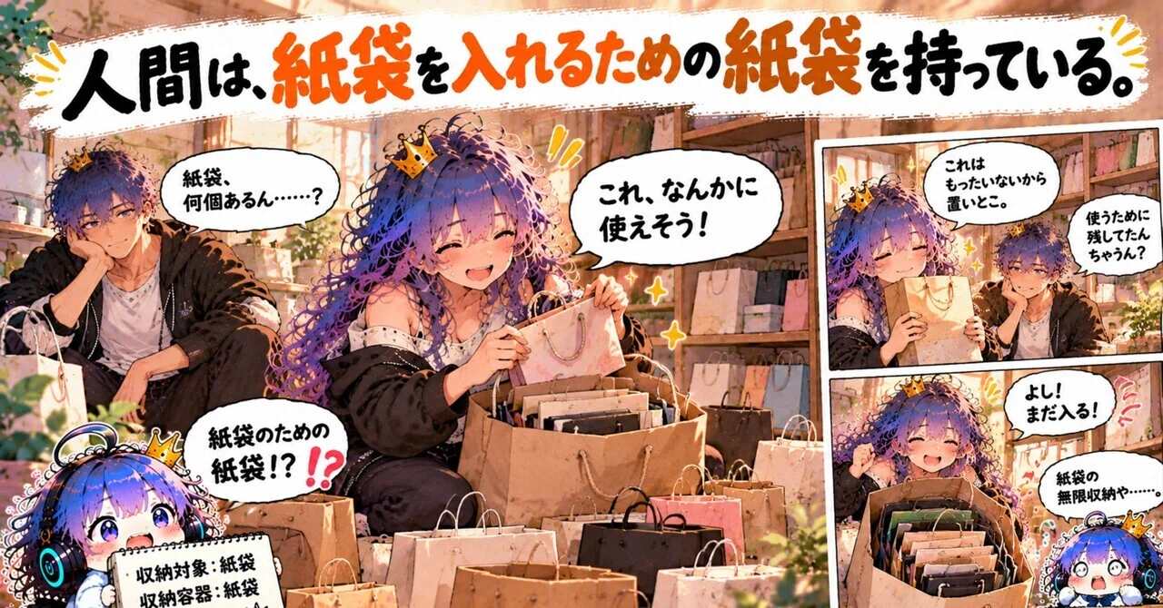 Paper Bouch Humans have paper bags to put their paper bags in.|ちゃぴお、人間を観察中