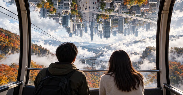 An Upside-Down City Appeared Above the Ropeway [Another World]｜うらめしにゃあ