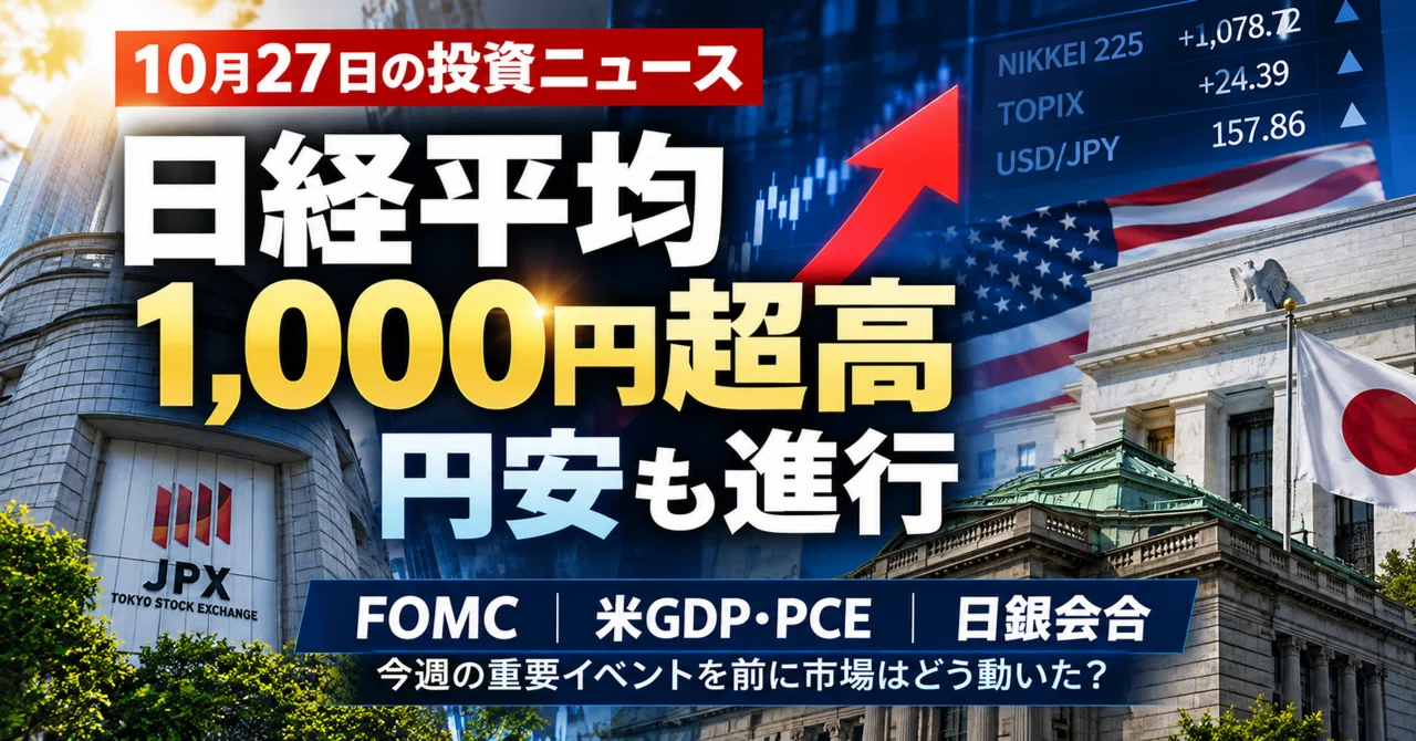[Morning of October 28] Nikkei Stock Average rises over 1,000 yen, yen ...