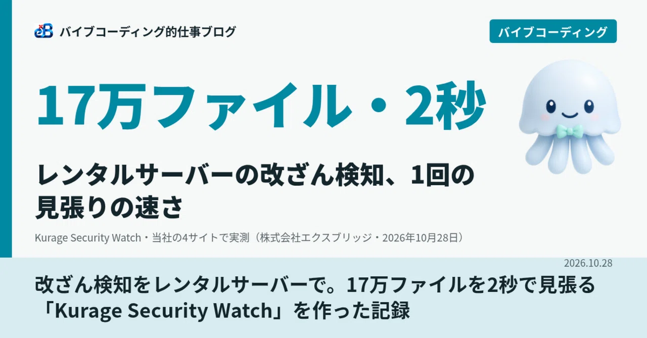 改ざん検知をレンタルサーバーで。17万ファイルを2秒で見張る「Kurage Security Watch」を作りました|BittensorMan