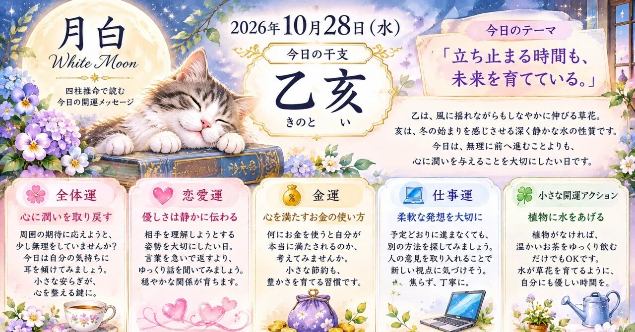 🌙 월백 White Moon｜오늘의 사주명리 2026년 10월 28일 (수)｜White_Moon