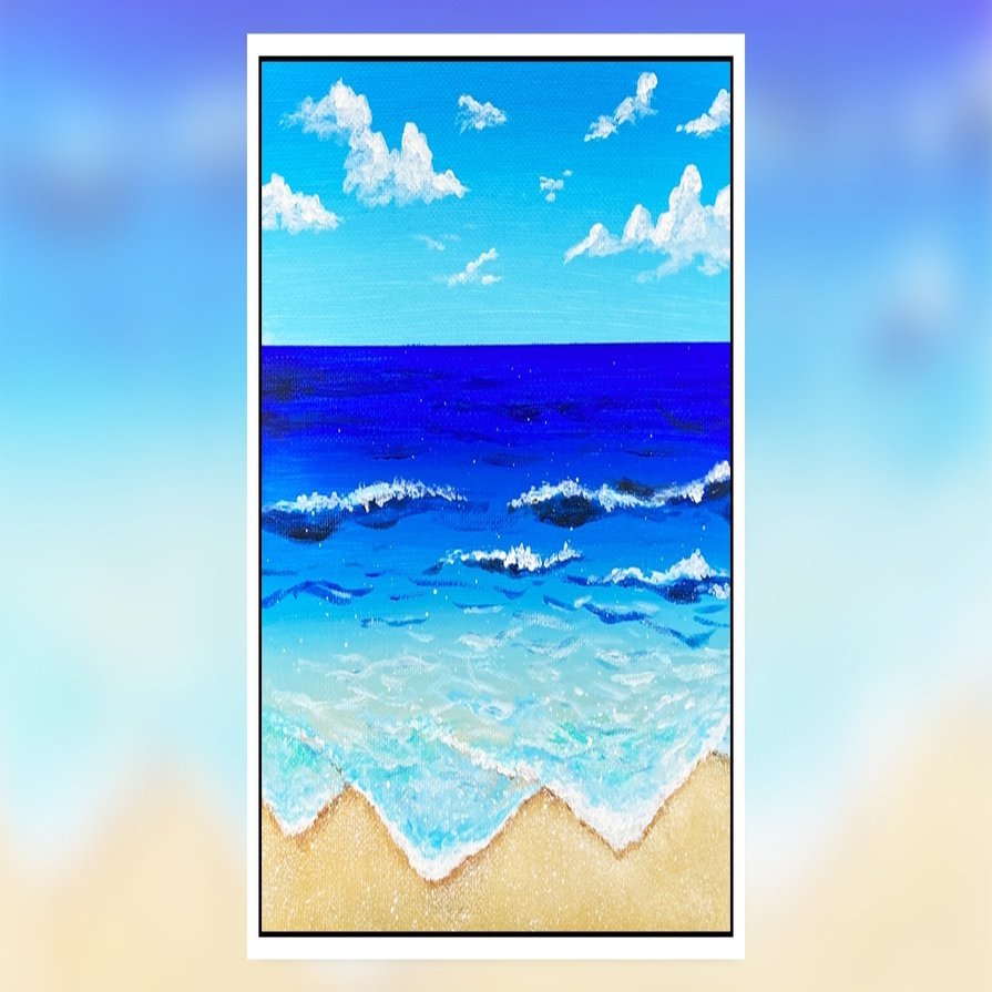 アクリル絵の具を使用した 夏の空と海と波 の描き方 初心者が簡単に絵を描く方法 Junya Art Note