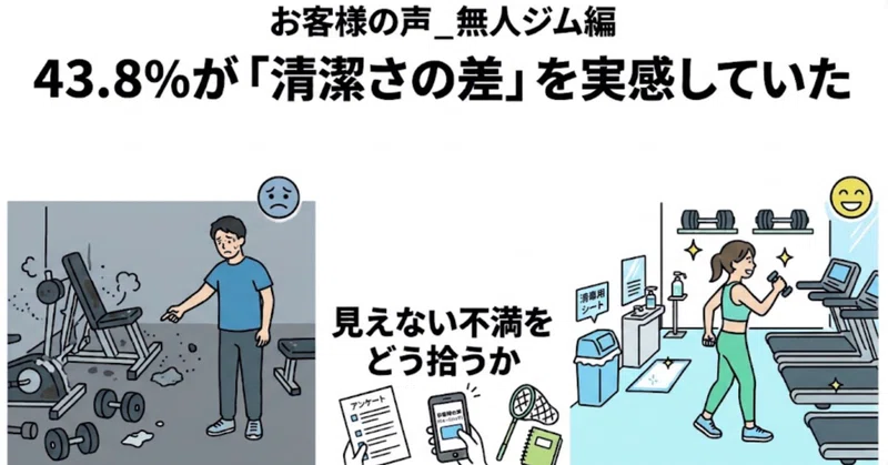 【お客様の声＿無人ジム編】43.8％が「清潔さの差」を実感していた　見えない不満をどう拾うか
