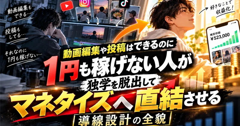 動画編集や投稿はできるのに1円も稼げない人が、独学を脱出してマネタイズへ直結させる導線設計の全貌