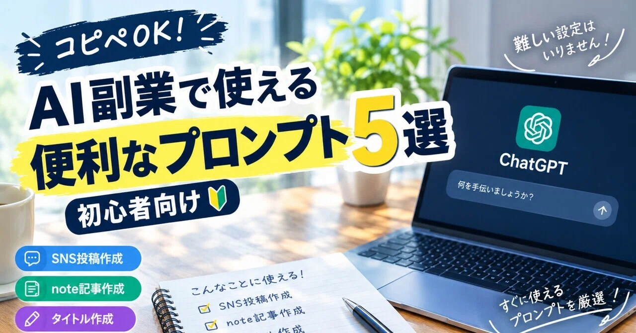 Copy-Paste OK! 5 Useful Prompts for AI Side Hustles (For Beginners)｜AIノート