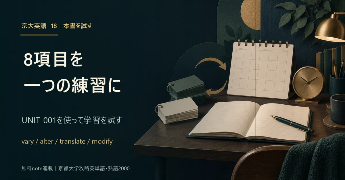 [Kyoto University English] Making 8 items into one practice session ...