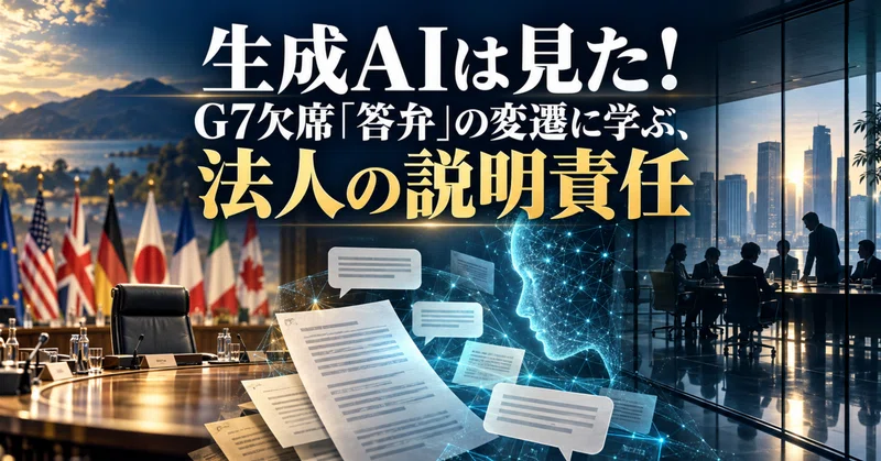 生成AIは見た！　　　　　　　　　　　G7欠席「答弁」の変遷に学ぶ、法人の説明責任 eyecatch