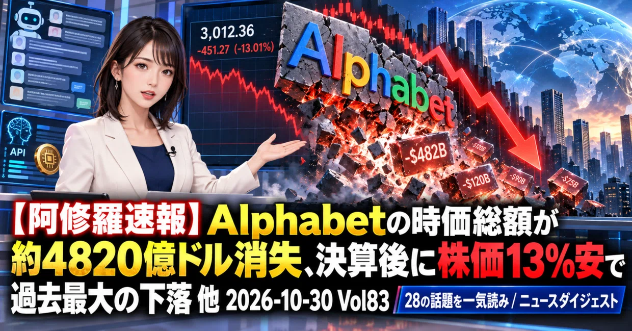 [Ashura Breaking News] Alphabet's market cap drops by approximately ...