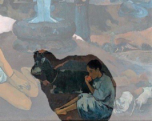 ゴーギャン Paul_Gauguin_-_D'ou_venons-nous リンゴの少女　山羊 (2)