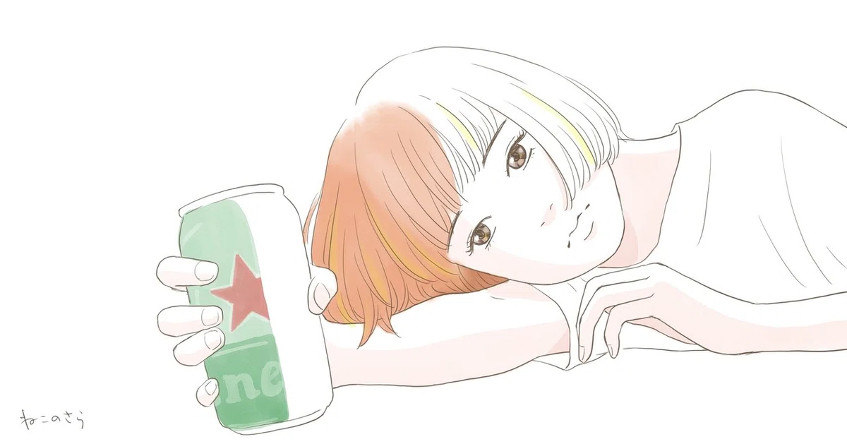 女性缶ビール