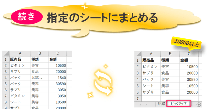 マクロルーティン#17(指定のシートにまとめる)続き