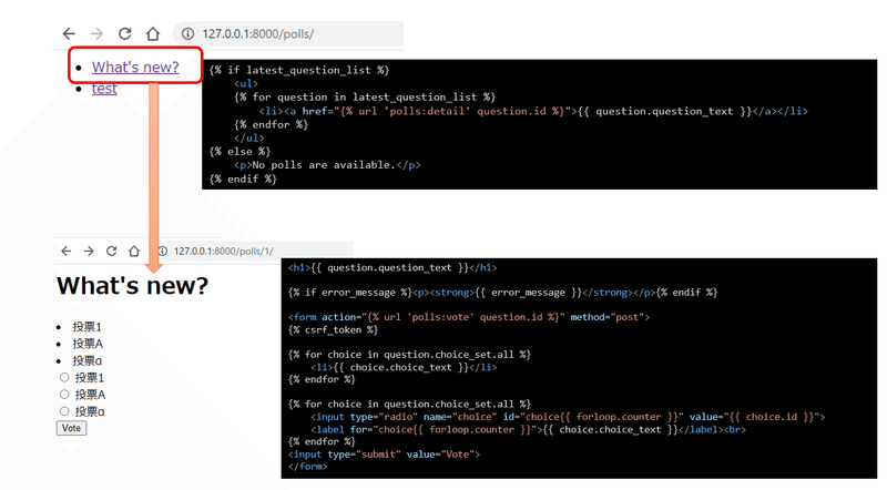 第4回django公式サイト チュートリアル 投票ボタンと投票結果を作成 物理 プログラミング Python Web制作 自己啓発 Note 第4回django公式サイト チュートリアル 投票ボタンと投票結果を作成 物理 プログラミング Python Web制作 自己啓発 Note