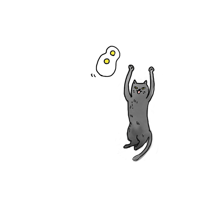 黒猫と目玉焼きを描く エリー二 Erini Note