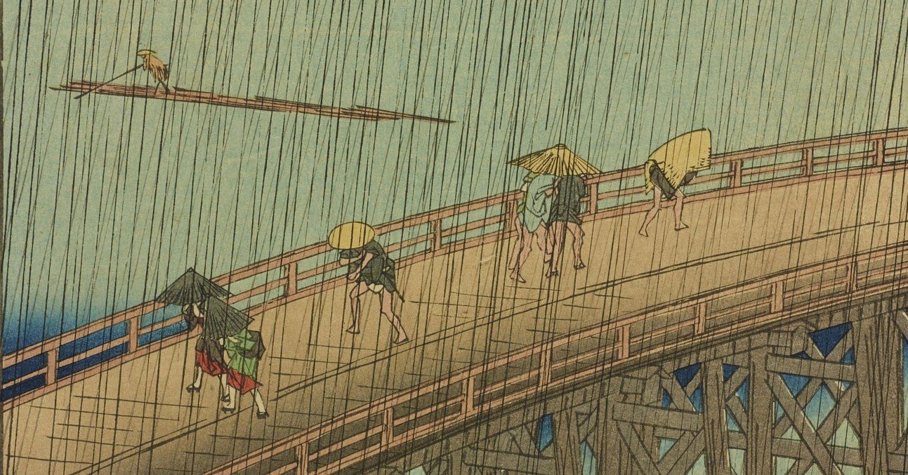 股旅　舞台ステージ幕　橋の絵　布製 浮世に描かれた橋 ～土木の視点から｜太田記念美術館