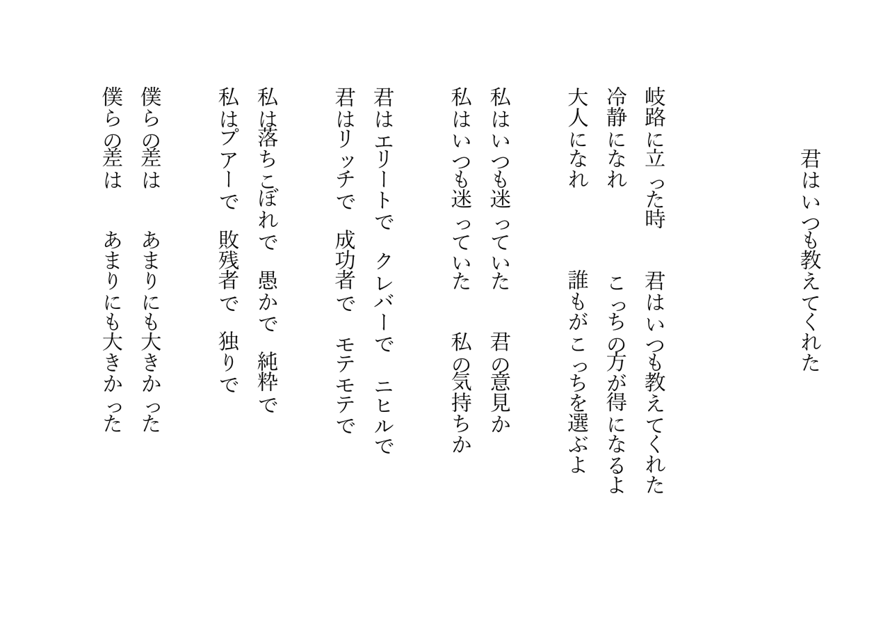 朝の詩 君はいつも教えてくれた 君はいつも正しかったが 間違っていたよ 詩 詩人 ポエム 現代詩 自由詩 恋愛詩 恋愛 恋 東 龍青 アズマ リュウセイ Note