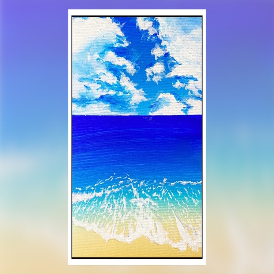 偉大な アクリル画 海の絵で太陽が特徴的です 絵画 タペストリ 油絵 絵画 エメラルドグリーンの海 Flynngraphics Ca