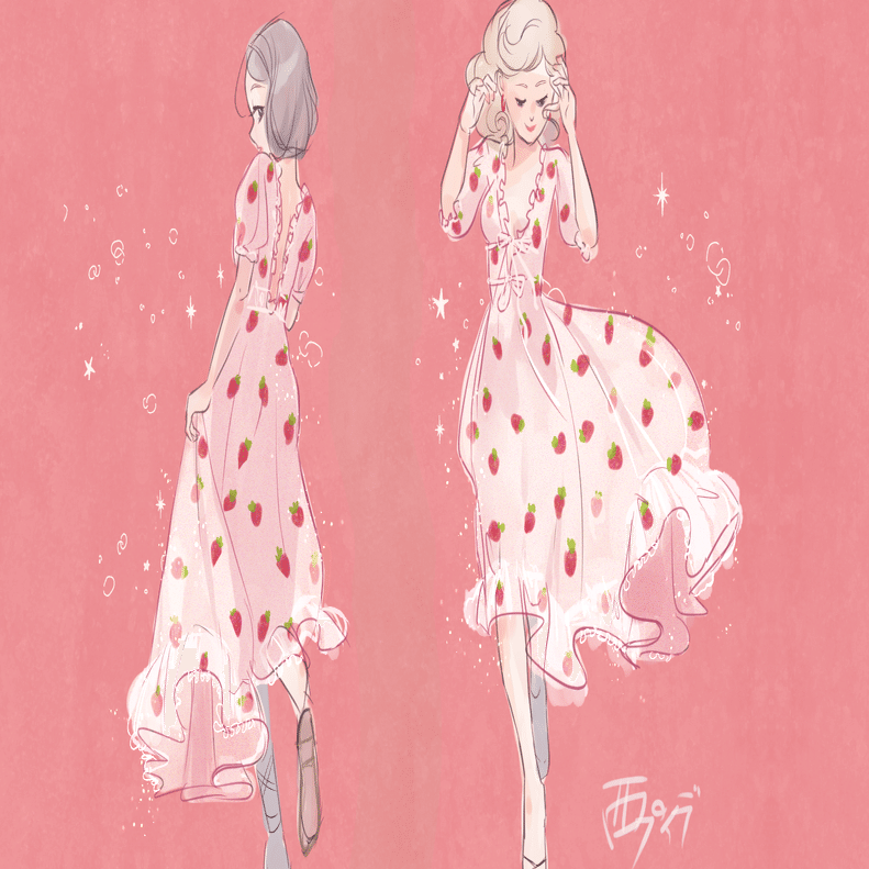 イラスト Snsでのストロベリードレスの流行にのって Strawberry Dress 西フロイデ Note