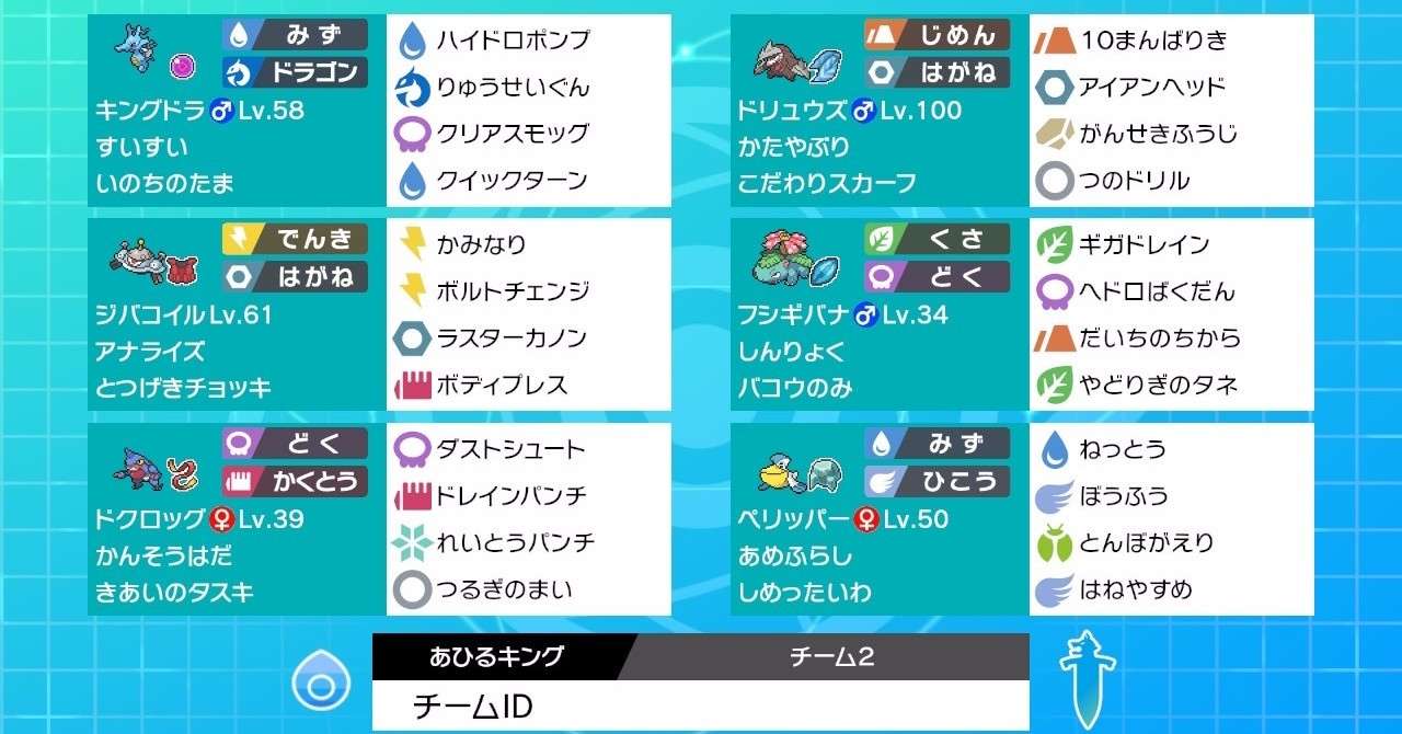 剣盾s8シングル8位 レート1945 とんぼるターン雨パ ペリグドラジバコ あひるぽけ Note