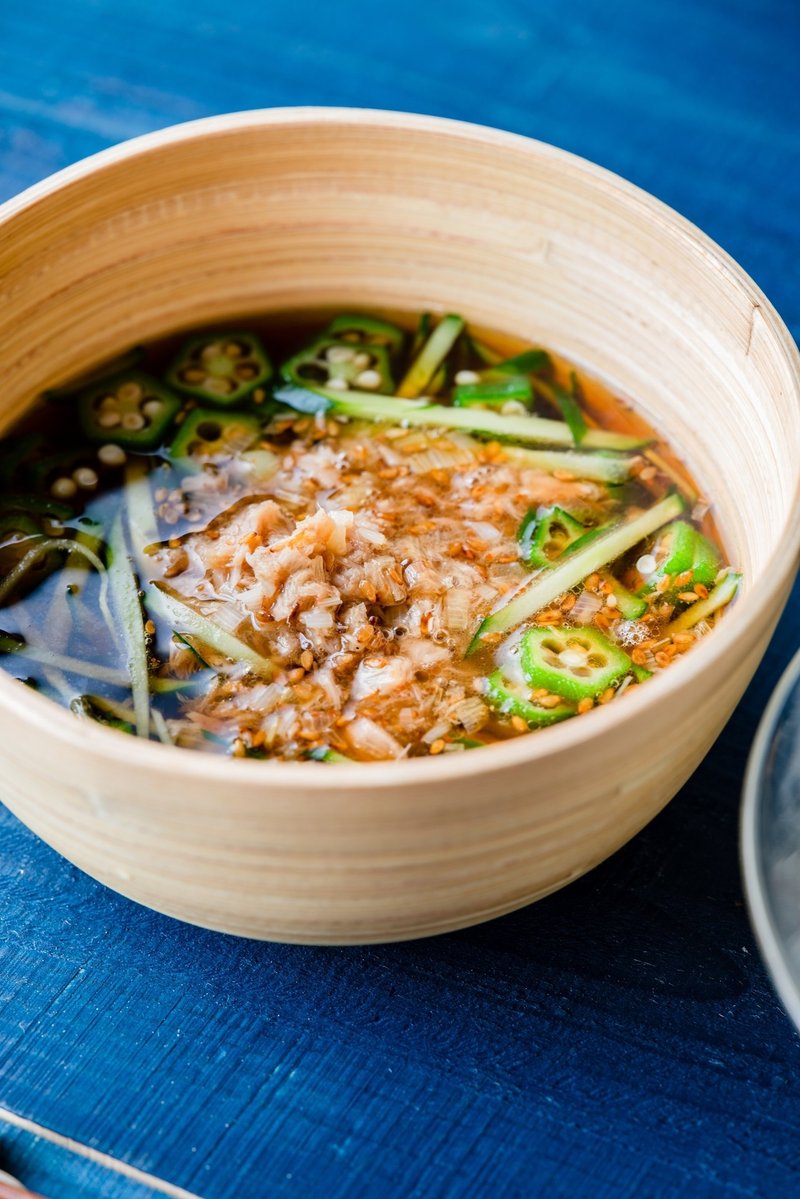 ツナとおくらのねぎラー油素麺 Reizoko Ni Almonde 冷蔵庫にあるもんで Note