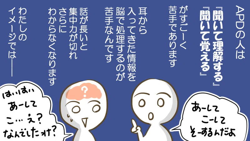 Apd 耳で聞く 目で見る こんなに違う情報処理速度 エッセイ漫画 きょこ 漫画家 Apdだけど楽しく生きてます 仮 2021年刊行予定 Note