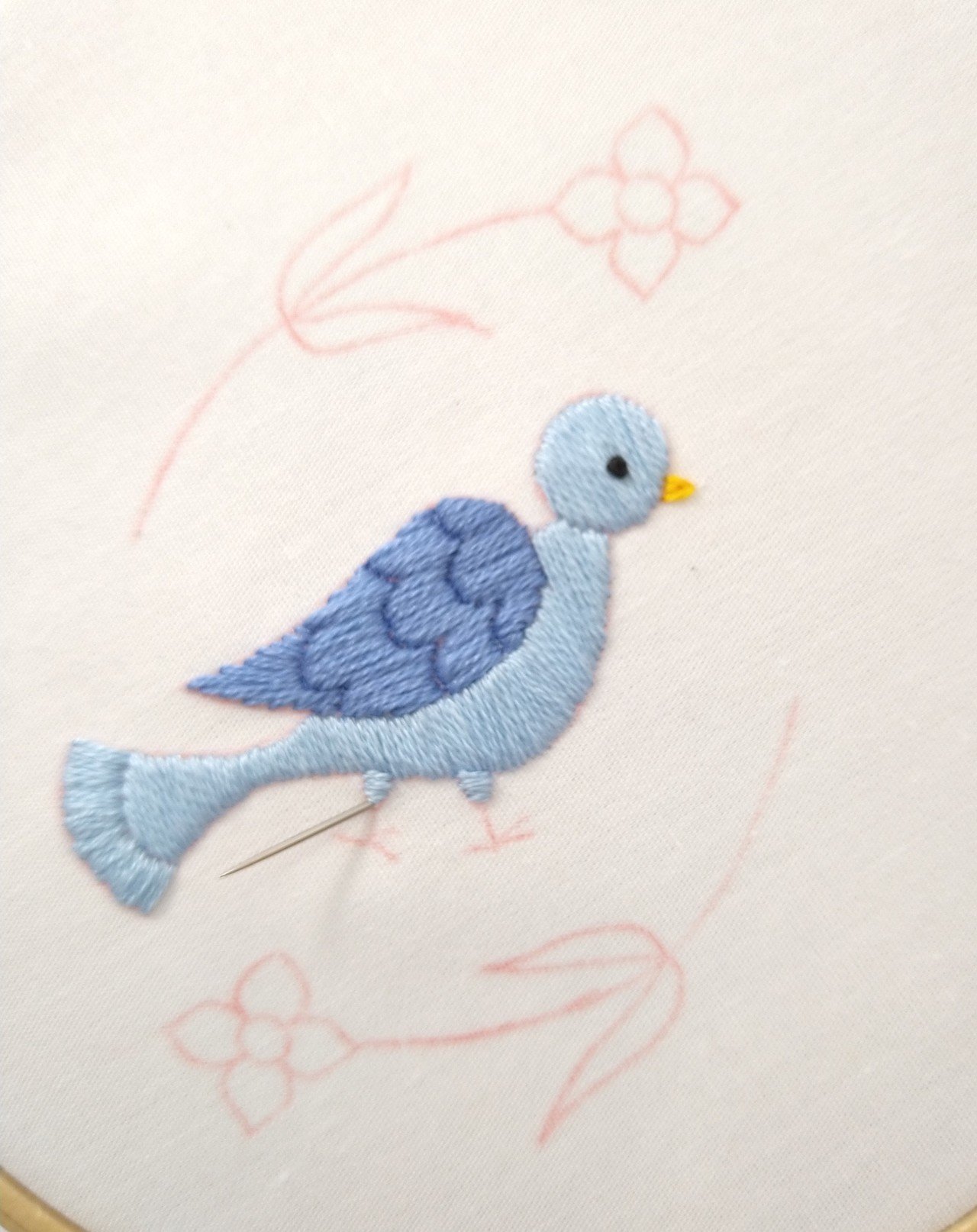 花と鳥刺繍の打掛　78 鳥とお花の刺繍をしてみよう* ステップ4 〜鳥の刺繍仕上げ