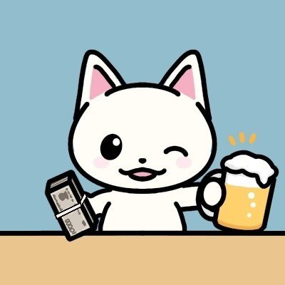 ビールジョッキと札束を持っている猫のアイコン いぬまん Note