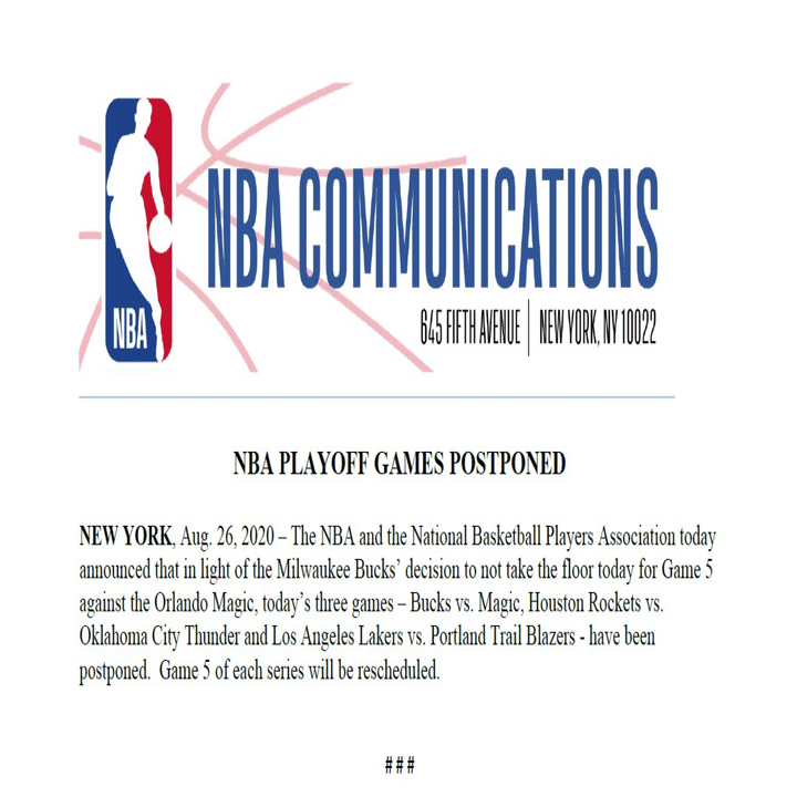 Nba Nbaプレイオフボイコット Nba選手達の黒人差別に対する訴え わたぼーる ６ バスケ情報ブログ Note