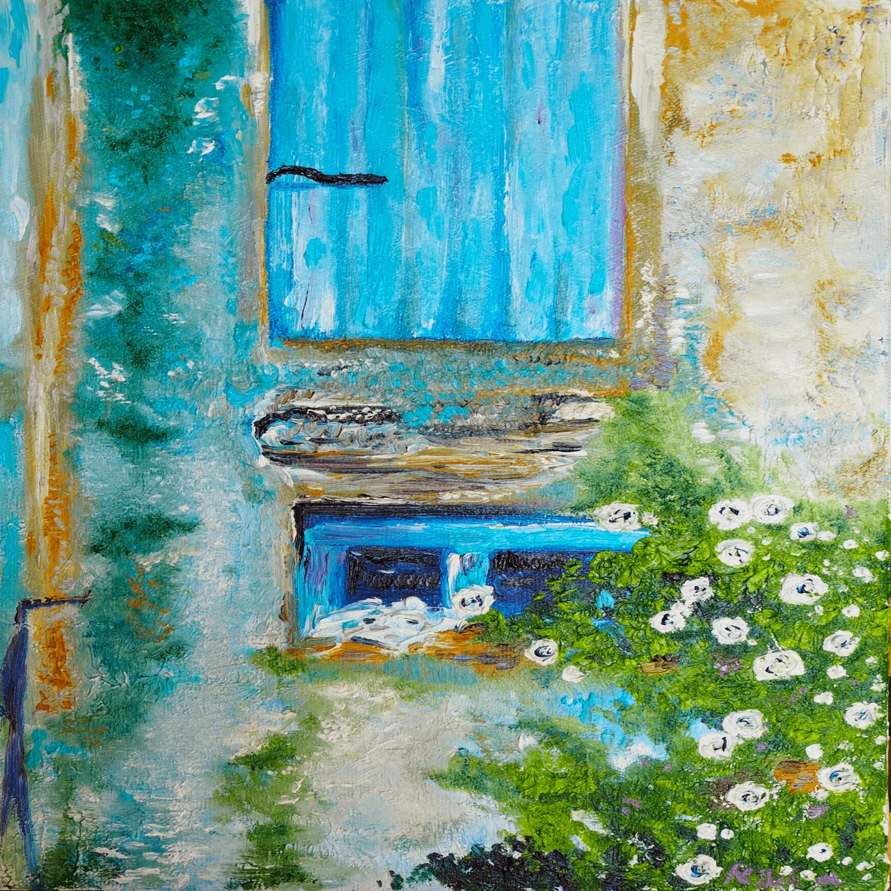 旅先で見つけた古いドアの絵を2つ描きました |芸術 絵画｜雨星立夏