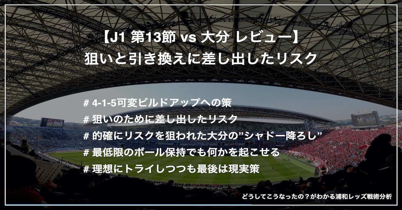 J1 第13節 Vs 大分 狙いと引き換えに差し出したリスク Km 浦和戦術分析 Note J1 第13節 Vs 大分 狙いと引き換えに差し出したリスク Km 浦和戦術分析 Note